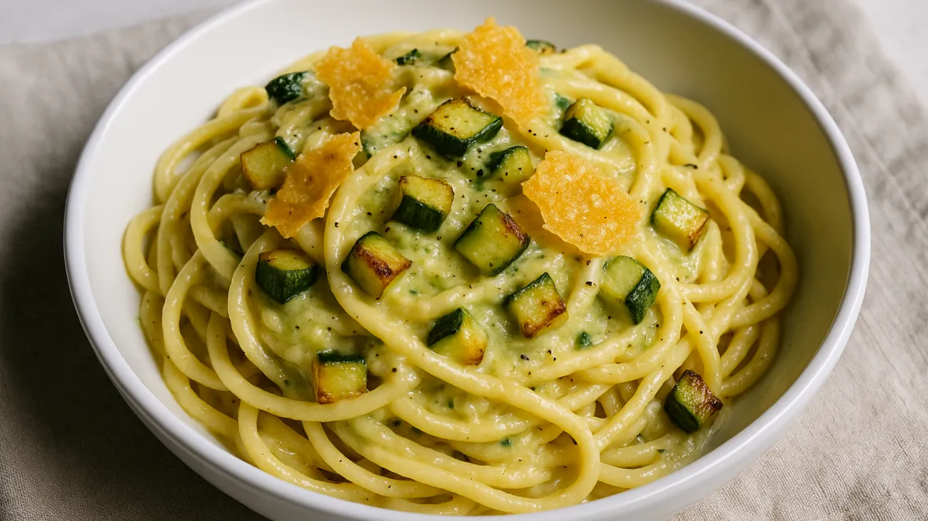 tonnarelli zucchine pecorino croccante"