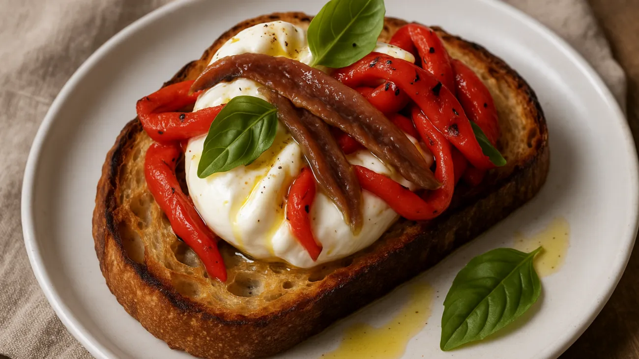 alici burrata peperoni grigliati"